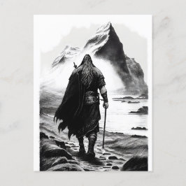 Watercolor ink pencil of Viking warrioir Postkarte