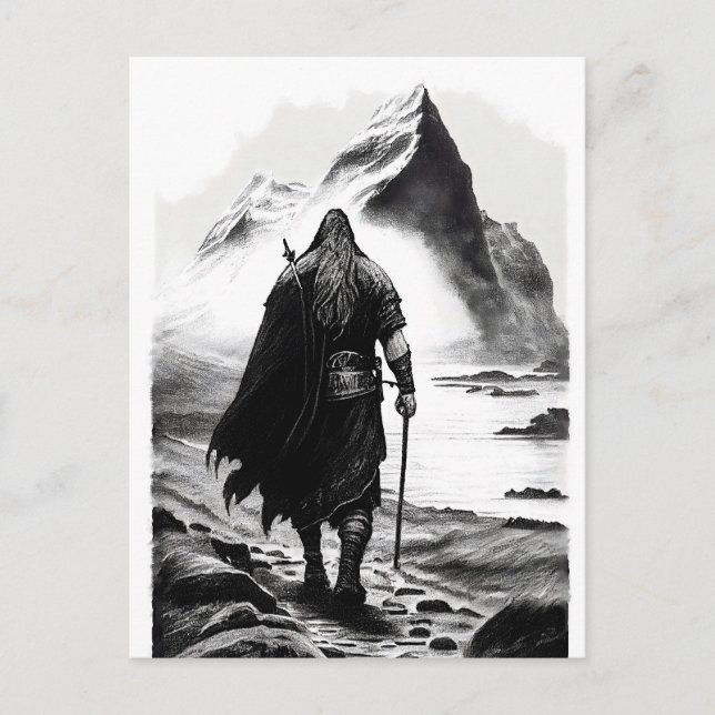 Watercolor ink pencil of Viking warrioir Postkarte (Vorderseite)