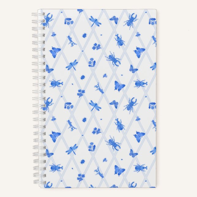 Watercolor Insect Blue Notizbuch (Vorderseite)