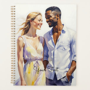 Watercolor Interracial Couple Art Sommerportrait Planer