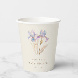 Watercolor Iris Baby Dusche Pappbecher