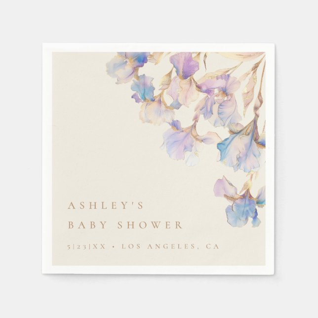 Watercolor Iris Baby Dusche Serviette (Vorderseite)