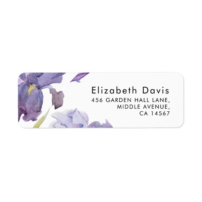 Watercolor Iris Floral Spring Garden Adresse (Vorne)