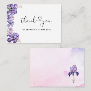 Watercolor Iris Lilac Blume Brautparty Mitteilungskarte