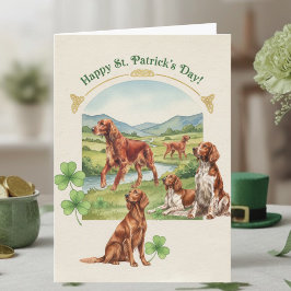 Watercolor Irish Setter Dog Happy St. Patrick’s Da Karte