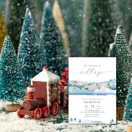 Watercolor It Takes A Village Winter Baby Shower Einladung