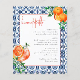 Watercolor Italian Orange Aperol Spritz Event Menu