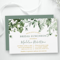 Watercolor Ivy Ferns Sage Green Gold Bridal Mittag