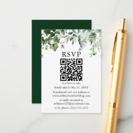 Watercolor Ivy Sage Ferns Green Wedding QR UAWG Begleitkarte