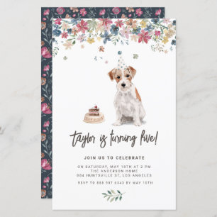 Watercolor Jack Russell Hund Einladung zum Geburts