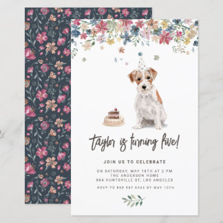 Watercolor Jack Russell Hund Einladung zum Geburts