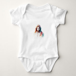 Watercolor Jesus Christ Portrait - Serene & Spirit Baby Strampler
