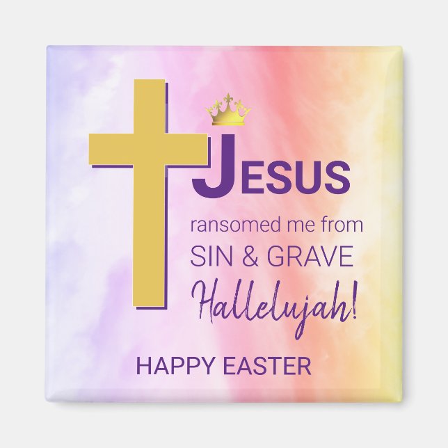 Watercolor JESUS RANSOMED ME Happy Oaster Magnet (Vorne)