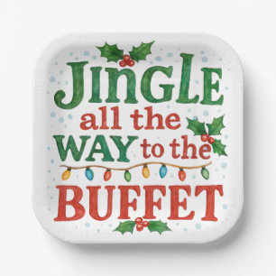 Watercolor Jingle All the Way zum Buffet Weihnacht Pappteller