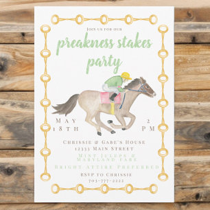 Watercolor Jockey Preakness Party Race Einladung