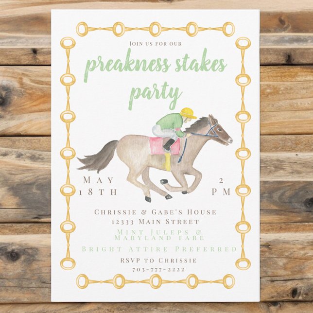 Watercolor Jockey Preakness Party Race Einladung (Von Creator hochgeladen)