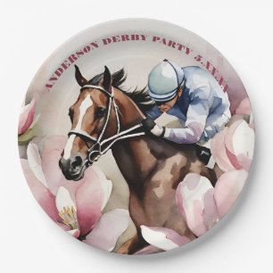 Watercolor Jockey Race Derby Party Pappteller