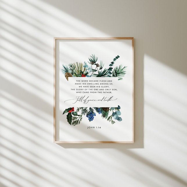 Watercolor John 1:14 Weihnachtsgestüt Poster (Von Creator hochgeladen)