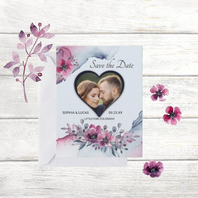 Watercolor Julia Floral Save the Date (Von Creator hochgeladen)