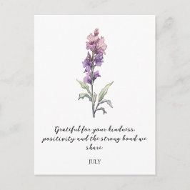 WATERCOLOR JULY LARKSPUR BIRTH FLOWER  POSTKARTE