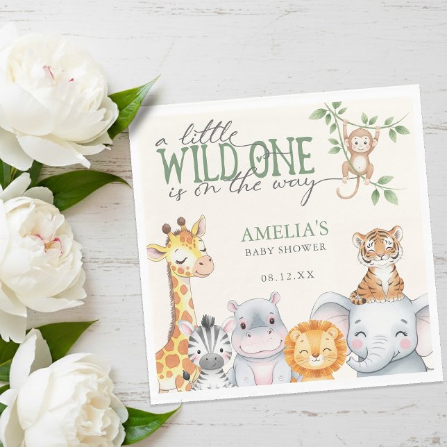 Watercolor Jungle Safari Animals Baby Shower  Serviette (Watercolor Jungle Safari Animals Baby Shower Napkins)