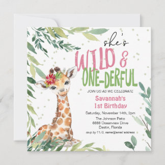 Watercolor Jungle Safari Wild 1. Geburtstag Inv. Einladung