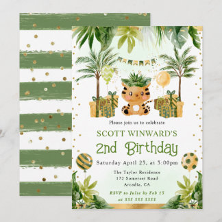 Watercolor Jungle Tiger Kindergeburtstag Einladung