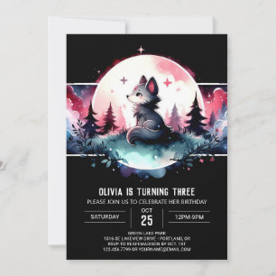 Watercolor Jungle Wolf Geburtstag Einladung