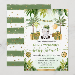 Watercolor Jungle Zebra Baby Dusche Einladung