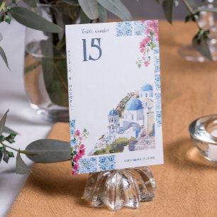 Watercolor-Kacheln   Griechische Hochzeit  Tischnummer