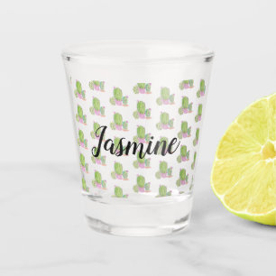 Watercolor-Kaktus-Gewohnheit personalisiert Schnapsglas