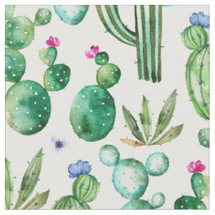 Watercolor-Kaktus-Pflanzen-Muster Stoff
