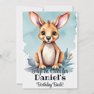 Watercolor Kangaroo Birthday Bash Einladung
