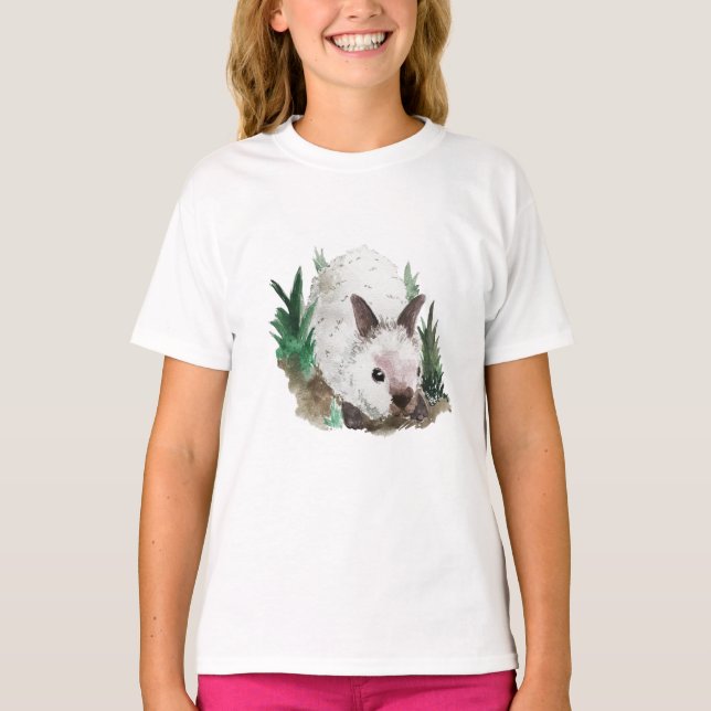 Watercolor-Kaninchen-Waldniedliches Häschen T-Shirt (Vorderseite)