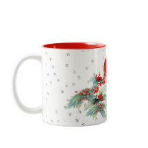 Watercolor-Kardinal auf Niederlassungs-silbernen