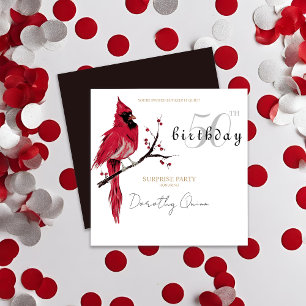 Watercolor Kardinal Überraschung Geburtstagsparty Einladung