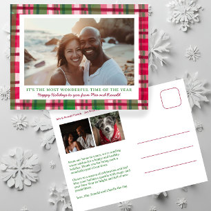 Watercolor Kariert Handmade Christmas Custom 3 Fot Feiertagspostkarte