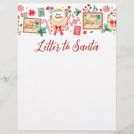Watercolor Kids Letter to Santa Paper Briefbogen