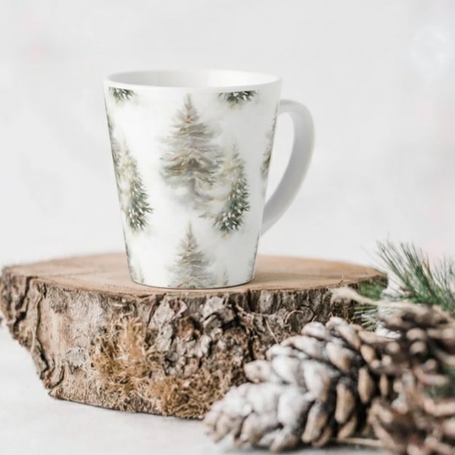 Watercolor Kiefernwald Latte Tasse (Von Creator hochgeladen)