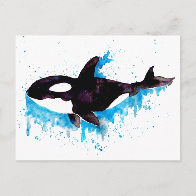 Watercolor Killer Whale Postkarte (Vorderseite)