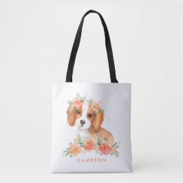 Watercolor King Charles Spaniel Orange Blume