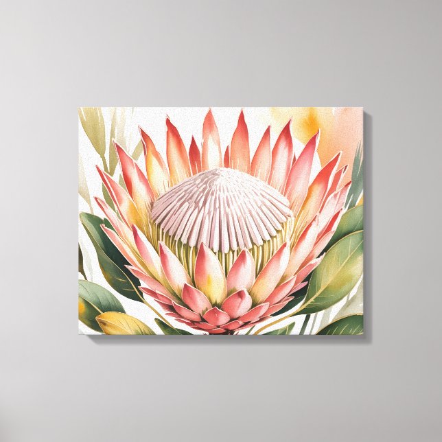 Watercolor king protea leinwanddruck (Vorderseite)