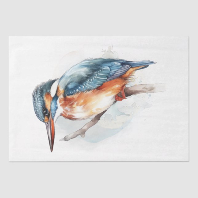 Watercolor Kingfisher Bird Seidenpapier (Vorderseite)