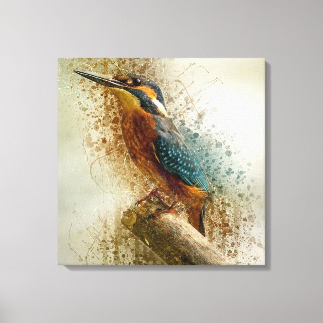 Watercolor Kingfisher Leinwanddruck (Vorderseite)