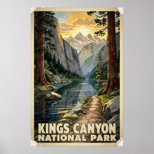 Watercolor Kings Canyon Nationalpark Retro Poster