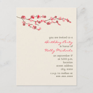 Watercolor-Kirschblüten-Geburtstags-Party laden Einladung