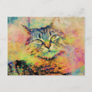 Watercolor Kitty Postcard Postkarte