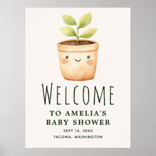 Watercolor Kleiner Spross Baby Shower Begrüßungssc Poster