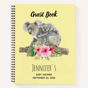 Watercolor Koala Bears Niedlich Baby Show Gästebuc Notizbuch