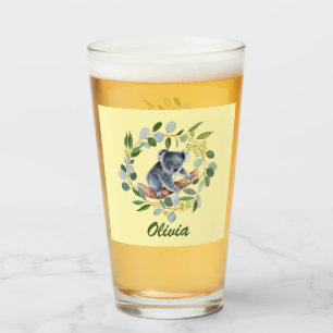 Watercolor Koala und Eukalyptus Wreath Glas
